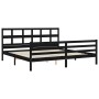 Double bed frame with black solid wood headboard by vidaXL, Beds and slatted bases - Ref: Foro24-3194850, Price: 160,46 €, Di...