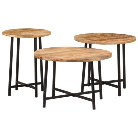 Stackable coffee tables 3 pieces solid mango wood and iron by , Coffee table - Ref: Foro24-371971, Price: 122,99 €, Discount: %