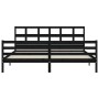 Double bed frame with black solid wood headboard by vidaXL, Beds and slatted bases - Ref: Foro24-3194850, Price: 160,46 €, Di...