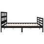 Double bed frame with black solid wood headboard by vidaXL, Beds and slatted bases - Ref: Foro24-3194850, Price: 160,46 €, Di...