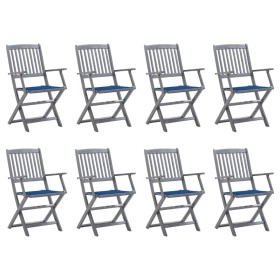 8 pcs folding garden chairs and solid acacia wood cushions by , Garden chairs - Ref: Foro24-3078272, Price: 387,96 €, Discoun...