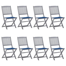 8 pcs folding garden chairs and solid acacia wood cushions by , Garden chairs - Ref: Foro24-3078300, Price: 402,99 €, Discoun...