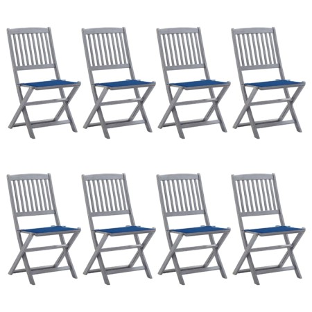 8 pcs folding garden chairs and solid acacia wood cushions by , Garden chairs - Ref: Foro24-3078300, Price: 405,70 €, Discoun...