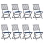 8 pcs folding garden chairs and solid acacia wood cushions by , Garden chairs - Ref: Foro24-3078300, Price: 405,70 €, Discoun...