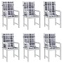 Garden chair cushion low backrest 6 pcs gray plaid fabric by , Cushions for chairs and sofas - Ref: Foro24-314157, Price: 77,...