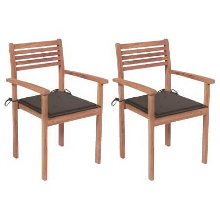 Garden chairs 2 pcs teak wood with taupe gray cushions by , Garden chairs - Ref: Foro24-3062270, Price: 182,44 €, Discount: %