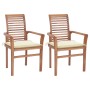 Dining chairs 2 pcs solid teak wood with cream cushions by , Garden chairs - Ref: Foro24-3062597, Price: 212,48 €, Discount: %