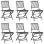 Folding garden chairs 6 pcs solid acacia wood cushions by , Garden chairs - Ref: Foro24-3065442, Price: 324,68 €, Discount: %