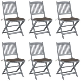 Folding garden chairs 6 pcs solid acacia wood cushions by , Garden chairs - Ref: Foro24-3065442, Price: 324,43 €, Discount: %