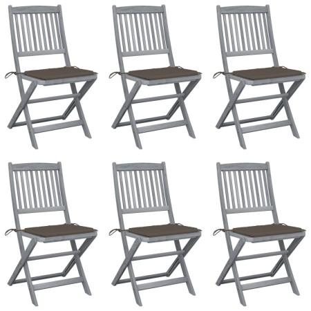 Folding garden chairs 6 pcs solid acacia wood cushions by , Garden chairs - Ref: Foro24-3065442, Price: 324,68 €, Discount: %