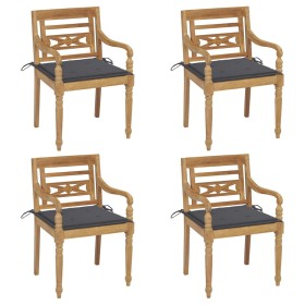 Batavia chairs 4 units solid teak wood with cushions by , Garden chairs - Ref: Foro24-3073295, Price: 479,99 €, Discount: %