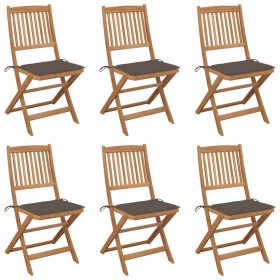 6 pcs folding garden chairs and solid acacia wood cushions by , Garden chairs - Ref: Foro24-3075002, Price: 317,35 €, Discoun...