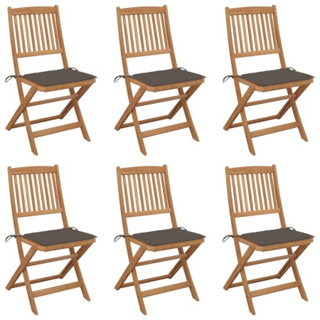 6 pcs folding garden chairs and solid acacia wood cushions by , Garden chairs - Ref: Foro24-3075002, Price: 314,18 €, Discoun...