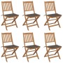 6 pcs folding garden chairs and solid acacia wood cushions by , Garden chairs - Ref: Foro24-3075002, Price: 314,18 €, Discoun...