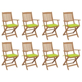 8 pcs folding garden chairs and solid acacia wood cushions by , Garden chairs - Ref: Foro24-3075096, Price: 422,99 €, Discoun...