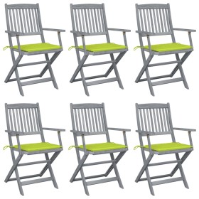 Folding garden chairs 6 pcs with solid acacia wood cushions by , Garden chairs - Ref: Foro24-3065418, Price: 305,99 €, Discou...