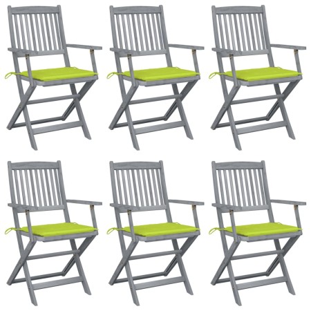 Folding garden chairs 6 pcs with solid acacia wood cushions by , Garden chairs - Ref: Foro24-3065418, Price: 307,04 €, Discou...