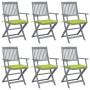 Folding garden chairs 6 pcs with solid acacia wood cushions by , Garden chairs - Ref: Foro24-3065418, Price: 307,04 €, Discou...