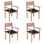 Garden chairs 4 units solid teak wood with black cushions by , Garden chairs - Ref: Foro24-3062296, Price: 338,97 €, Discount: %