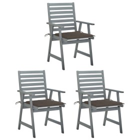 Sillas comedor de jardín 3 uds madera maciza acacia y cojines de , Sillas de jardín - Ref: Foro24-3064436, Precio: 246,99 €, ...