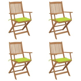 Folding garden chairs 4 units and solid acacia wood cushions by , Garden chairs - Ref: Foro24-3064628, Price: 218,26 €, Disco...