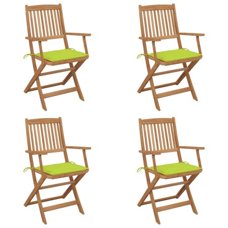 Folding garden chairs 4 units and solid acacia wood cushions by , Garden chairs - Ref: Foro24-3064628, Price: 218,26 €, Disco...