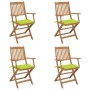 Folding garden chairs 4 units and solid acacia wood cushions by , Garden chairs - Ref: Foro24-3064628, Price: 218,26 €, Disco...