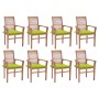 Solid teak dining chairs, set of 8, with bright green cushions. by , Garden chairs - Ref: Foro24-3072984, Price: 771,99 €, Di...