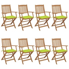 Folding garden chairs 8 units and solid acacia wood cushions by , Garden chairs - Ref: Foro24-3074978, Price: 452,99 €, Disco...