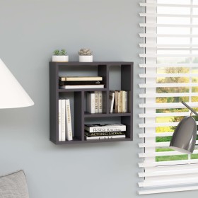 Glossy gray plywood wall shelf 45.1x16x45.1 cm by vidaXL, Shelves and shelves - Ref: Foro24-802956, Price: 27,99 €, Discount: %