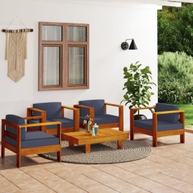 Muebles de jardín madera maciza 5 pzas con cojines gris oscuro de , Conjuntos de jardín - Ref: Foro24-3144982, Precio: 739,00...