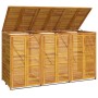 Triple trash can shed made of acacia wood 210x89x117cm by , Waste container supports - Ref: Foro24-3155240, Price: 501,40 €, ...