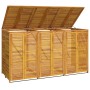 Triple trash can shed made of acacia wood 210x89x117cm by , Waste container supports - Ref: Foro24-3155240, Price: 501,40 €, ...