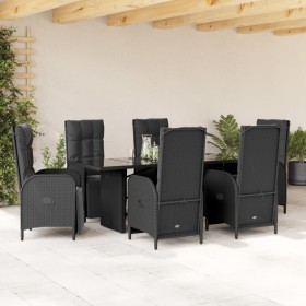 7-teiliges Garten-Esszimmerset und Kissen synthetisches Rattan schwarz von , Gartensets - Ref: Foro24-3213530, Preis: 1,00 €,...