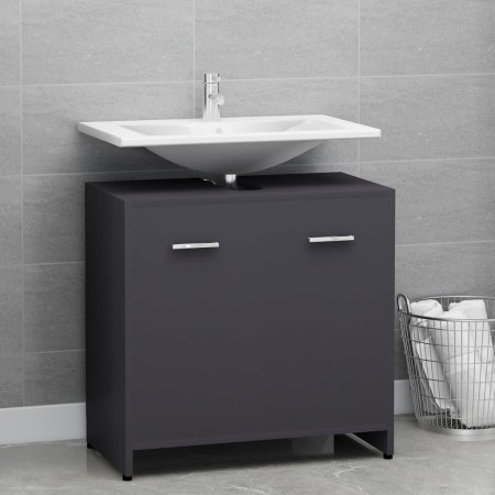 Armario de baño madera contrachapada gris 60x33x61 cm de vidaXL, Muebles de baño - Ref: Foro24-802572, Precio: 49,99 €, Descu...