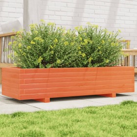 Solid wax brown pine wood planter 110x40x26.5 cm by , Pots and planters - Ref: Foro24-847340, Price: 90,99 €, Discount: %