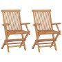 Garden chairs 2 pcs solid teak wood with black cushions by , Garden chairs - Ref: Foro24-3062509, Price: 168,72 €, Discount: %