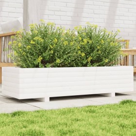 Solid white pine wood planter 110x40x26.5 cm by , Pots and planters - Ref: Foro24-847339, Price: 90,35 €, Discount: %