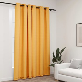 Blackout curtain with yellow linen look eyelets 290x245 cm by vidaXL, Curtains and curtains - Ref: Foro24-321195, Price: 33,6...