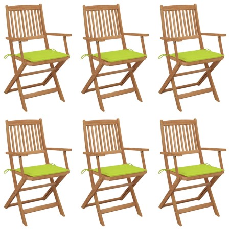 6 pcs folding garden chairs and solid acacia wood cushions by , Garden chairs - Ref: Foro24-3074951, Price: 346,85 €, Discoun...