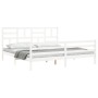 Double bed frame with white solid wood headboard by vidaXL, Beds and slatted bases - Ref: Foro24-3194912, Price: 154,48 €, Di...