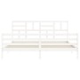 Double bed frame with white solid wood headboard by vidaXL, Beds and slatted bases - Ref: Foro24-3194912, Price: 154,48 €, Di...