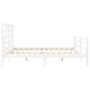 Double bed frame with white solid wood headboard by vidaXL, Beds and slatted bases - Ref: Foro24-3194912, Price: 154,48 €, Di...