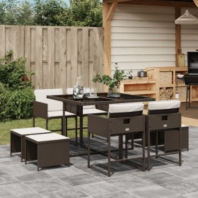 Garden dining set 9 pieces and brown synthetic rattan cushions by , Garden sets - Ref: Foro24-3278084, Price: 480,52 €, Disco...