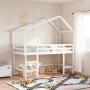 Cama alta escalera y techo madera maciza pino blanca 90x190 cm de , Camas y somieres - Ref: Foro24-3282075, Precio: 241,30 €,...