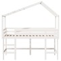 Cama alta escalera y techo madera maciza pino blanca 90x190 cm de , Camas y somieres - Ref: Foro24-3282075, Precio: 241,30 €,...