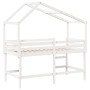 Cama alta escalera y techo madera maciza pino blanca 90x190 cm de , Camas y somieres - Ref: Foro24-3282075, Precio: 241,30 €,...