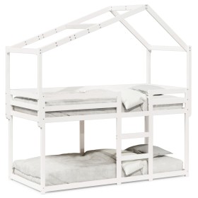 Bett mit massivem Dach aus weißer Kiefer 90x200 cm von , Betten und Lattenroste - Ref: Foro24-3282040, Preis: 263,04 €, Rabat...