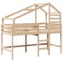 High bed with ladder and solid pine wood roof 80x200 cm by , Beds and slatted bases - Ref: Foro24-3281986, Price: 204,11 €, D...