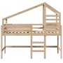 High bed with ladder and solid pine wood roof 80x200 cm by , Beds and slatted bases - Ref: Foro24-3281986, Price: 204,11 €, D...